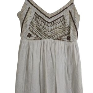 Ecote Cream Top with Brown Bead Detailing